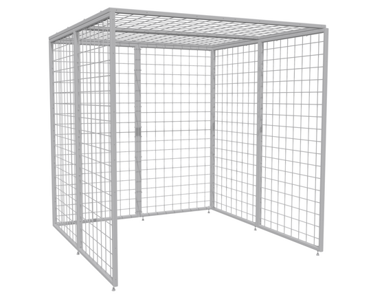 Image of the Summit Sensory Gym Universal Exercise Unit, showcasing an empty gray metal grid structure. The simple, sturdy frame features grid panels on all sides, including the top, providing a versatile setup for therapy equipment and exercises. The minimalistic design highlights its adaptability and durability.